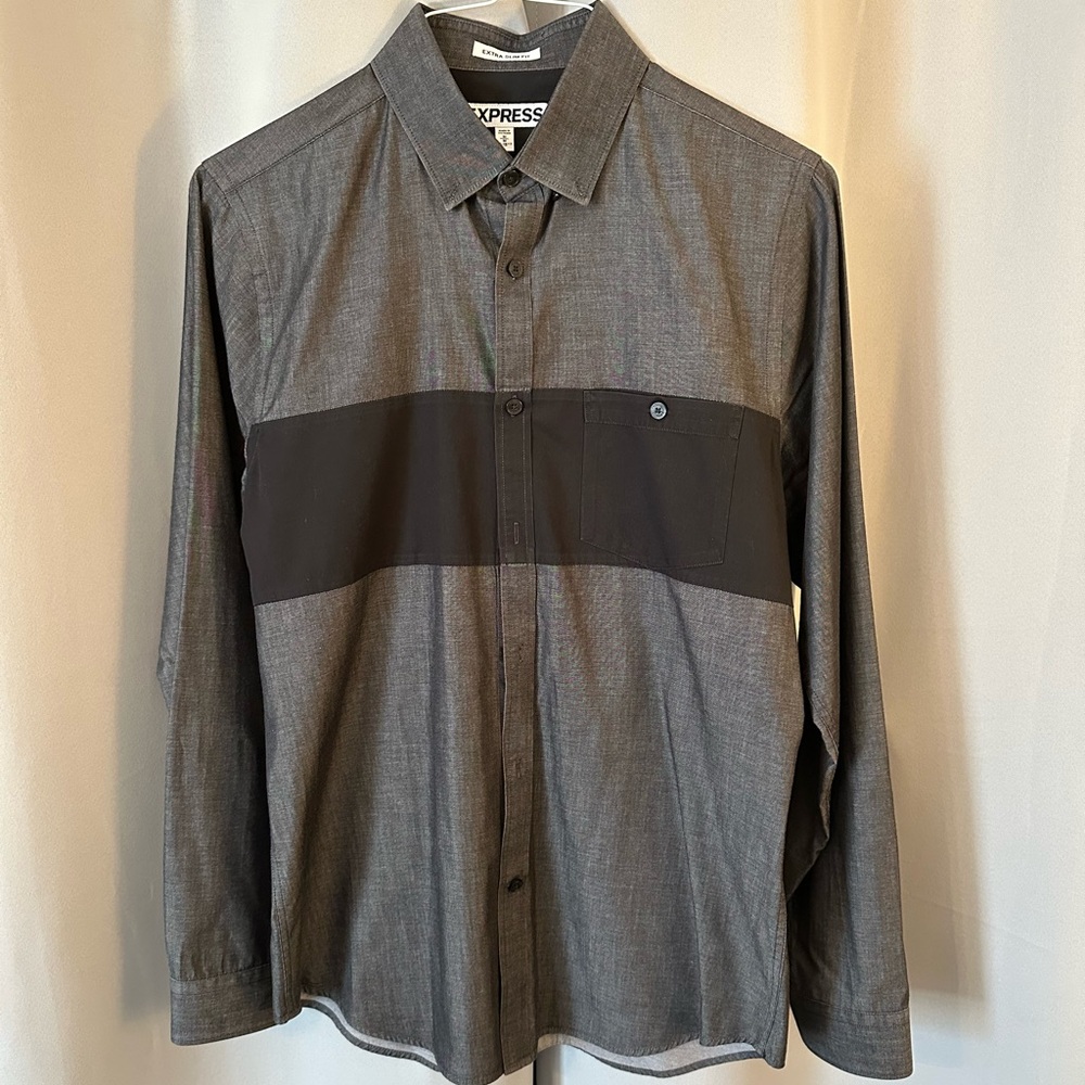 Dark Grey Striped Dress Shirt 🩶